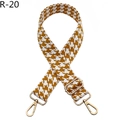 Detail eines verstellbaren Hahnentritt-Taschenriemens mit Goldhaken und gelbem Jacquard - Silberverschluss / Gelb (R-20)