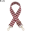 Detail of red and white houndstooth bag strap with adjustable gold lobster clasps - Wine Red (R-21)