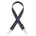 Détail de la sangle n° 4 avec rayures bleu-noir et crochets en métal doré - No 4 Rayures Bleues