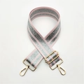 5cm pink and silver glitter stripe bag strap with golden metal swivel hooks - Pink with Gold Buckle