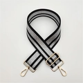 Adjustable 5cm wide shoulder strap for bags with silver thread and gold metal buckles - Black Strap Gold Buckle