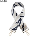 Detail of adjustable woven strap with navy zebra pattern and gold metal buckles - Blue & Beige Stripes / Silver Buckle