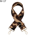 Dettaglio tracolla regolabile in tela camouflage con ganci in metallo dorato lucido - Chiusura in Argento / M-17 Caffè