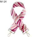 Detailed view of pink and purple zebra pattern replacement bag strap with gold hooks - Rose Red Striped