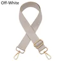 Adjustable cream bag strap with golden rotating clasps and herringbone woven texture - Off White