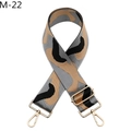 Detailed view of adjustable wide jacquard bag strap with camo pattern and gold buckles - Gray Camouflage (M-22)