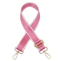 Pink herringbone patterned adjustable purse strap with gold metal buckles and lobster clasps - Pink
