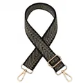 Detail of adjustable gold thread woven strap with luxury gold hardware for handbags - Gold Lurex