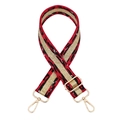 Adjustable leopard print bag strap with red, black, and pink weave and gold metal hooks - Red With Silver Buckle