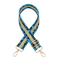 Close-up of leopard pattern woven strap in royal blue with gold metallic hardware - Blue Pink Dots Silver Buckle