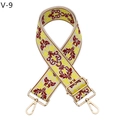 Dettaglio della tracolla in jacquard colorato con motivi floreali vintage e ganci dorati - V-9 Ipomea Gialla