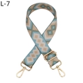 Detail of adjustable geometric diamond pattern bag strap with gold metal lobster hooks - Light Gray Diamond (L-7)