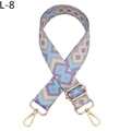 Close-up of ethnic geometric diamond pattern on colorful woven adjustable bag strap - Light Purple Diamond (L-8)