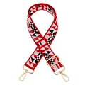 Tracolla intrecciata stile etnico con motivi geometrici e moschettoni in metallo dorato - Chiusura in Argento / Rosso