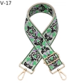 Dettaglio della tracolla etnica con trama floreale vintage e ganci in metallo dorato - V-17 Ipomea Verde Chiaro