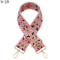 Dettaglio della tracolla ricamata a fiori con ganci in metallo dorato e ferramenta - V-19 Ipomea Rosa Cachi