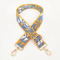 Detalle de correa étnica colorida para bolso con motivos geométricos y ganchos dorados - Amarillo Azul Hebilla Dorada