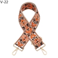 Dettaglio tracolla etnica jacquard con ricamo floreale arancione e ganci in metallo dorato - V-22 Ipomea Arancione