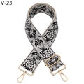 Dettaglio della tracolla in jacquard stile etnico con moschettoni in metallo dorato - V-23 Ipomea Grigio Scuro