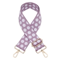 Tracolla regolabile color lavanda a pois con moschettoni in metallo dorato - Chiusura in Argento / Rosa