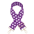 Adjustable purple polka dot fabric bag strap with golden metal lobster clasps for women - Purple