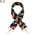 Detail of adjustable woven canvas strap S-2 with colorful polka dots and golden metal hooks - Silver Clasp / Brown Coffee Black Gray (S-2)