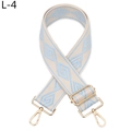 Détail de la bandoulière réglable avec motif de losanges bleus et boucles dorées - Motif Géométrique Bleu Clair (L-4)