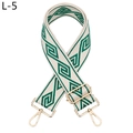 Détail de la bandoulière tissée à losanges avec des mousquetons en métal doré - Motif Géométrique Vert (L-5)