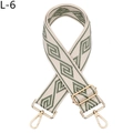 Détail de la bandoulière tissée à motifs verts avec mousquetons dorés réglables - Motif Géométrique Vert Armée (L-6)