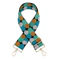 Close-up of adjustable woven strap with vintage dots and pale gold metal lobster clasps - Silver Clasp / Light Green White Orange (S-6)