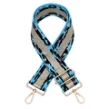 Adjustable leopard print bag strap in sky blue with gold thread and metal buckles - Blue Rose Red Spot Gold Buckle
