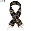 Bandoulière large réglable à motifs géométriques et boucles dorées pour sacs à main - Motif Géométrique Noir & Beige (L-10)