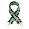 Adjustable leopard print bag strap in mint green with gold metallic line and gold clips - Green Webbing with Gold Buckle