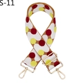 Close-up of jacquard woven strap with colorful polka dots and golden metal buckles - Silver Clasp / White Yellow Red (S-11)