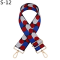 Detail of red and blue polka dot fabric bag strap with golden swivel hooks - Silver Clasp / White Red Blue (S-12)