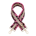 Pink leopard print adjustable bag strap with gold metal buckle on white background - Rose Red Gold Buckle