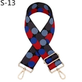Dettaglio della tracolla larga regolabile con motivo a pois colorati e ganci dorati - Chiusura in Argento / Grigio Scuro Rosso Blu (S-13)