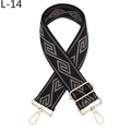 Détail de la bandoulière réglable à motif géométrique noir et gris avec crochets dorés - Motif Géométrique Gris Foncé (L-14)