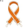 Détail de la bandoulière large ajustable avec motif à chevrons orange et beige - Orange (P-3)