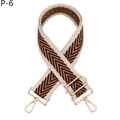 Détail de la bandoulière tissée en chevrons marron et beige avec crochets dorés - Bord Khaki Café Rayure (P-6)