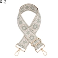 Detail of ethnic jacquard strap with floral embroidery and golden adjustable buckles - Khaki Background Matcha Green Flower (X-2)
