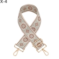 Detail of bohemian jacquard bag strap with floral embroidery and golden metal lobster clasps - Khaki Background Flesh Pink Flower (X-4)
