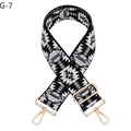 Detail of adjustable ethnic geometric woven strap with pale gold metal lobster hooks - Black Background Dark Gray (G-7)