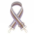 Verstellbarer gestreifter Canvas-Schultergurt in Lavendel mit goldenen Metallhaken - Lila Gold