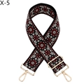 Close-up of ethnic jacquard shoulder strap with red flower pattern and gold swivel hooks - Black Background Wine Red Flower (X-5)