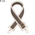 Détail de la bandoulière ajustable à motif chevron noir et accessoires en métal doré chic - Bord Khaki Noir Rayure (P-15)