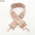 Detail of vintage floral embroidered wide strap with gold lobster clasps and buckle - Khaki Background Pink Flower (X-13)
