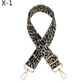 Detail von Leoparden-Taschenriemen mit dickem Geflecht und goldenen Karabinerhaken - Schwarz Beige Leoparden-Stil (X-1 Silber Schnalle)
