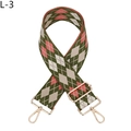 Close-up of jacquard woven strap with green and pink diamond patterns and gold hooks - Silver Buckle (L-3) / Army Green