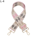 Macro shot of colorful jacquard diamond pattern on wide woven adjustable bag strap - Light Pink